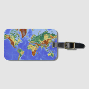 Étiquette À Bagage Carte mondiale géographique internationale