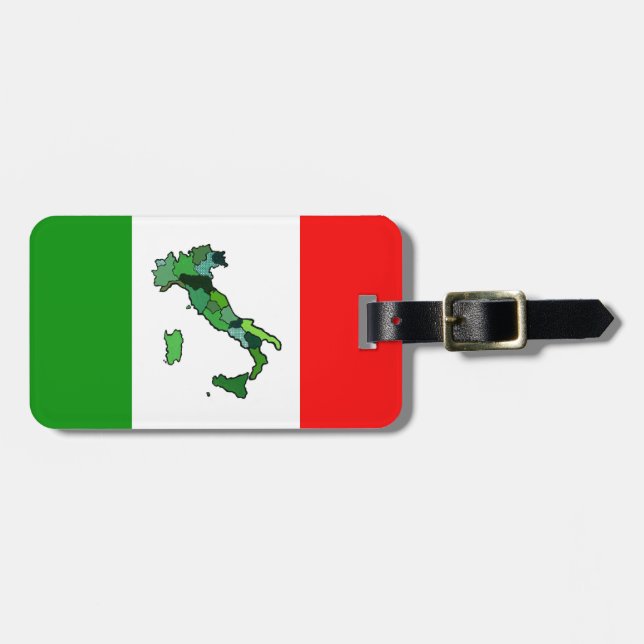 Étiquette À Bagage Carte personnalisée de l'Italie et du drapeau (Devant horizontal)