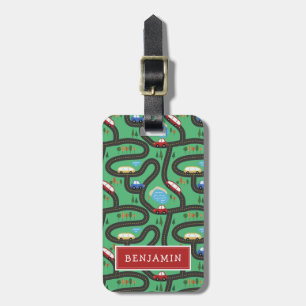 Étiquette À Bagage Carte routière pour enfants - Rouge et Bleu - Nom