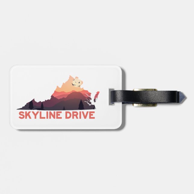Étiquette À Bagage Carte Skyline Drive Shenandoah Virginia (Dos horizontal)