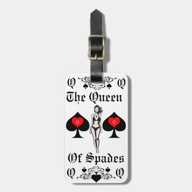 Étiquette À Bagage Carte Tarot Queen of Spades Thunder_Cove (Devant Vertical)