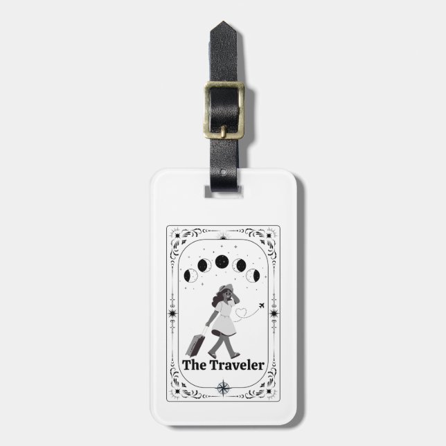 Étiquette À Bagage Carte Tarot Voyageur Astrologie SIGNE Zodiaque Cad (Devant Vertical)
