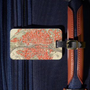 Étiquette À Bagage Carte vintage de Paris. Vieille ville de France