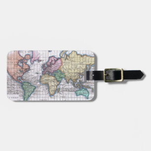 Étiquette À Bagage Carte vintage du monde (1780)