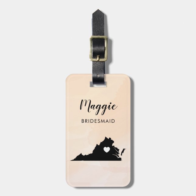 Étiquette À Bagage Carte Virginie Balise de bagage, Mariage Bienvenue (Devant Vertical)