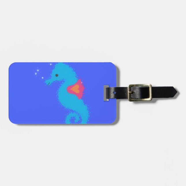 Étiquette À Bagage Carton bleu Seahorse (Devant horizontal)