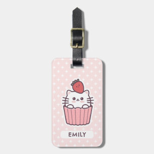 Étiquette À Bagage Carton de Cupcake aux fraises Cute Kawaii