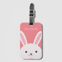 Carton de lapin mignon à bille rose Personnalisé