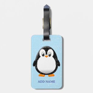 Étiquette À Bagage Carton en pingouin mignon hiver personnalisé