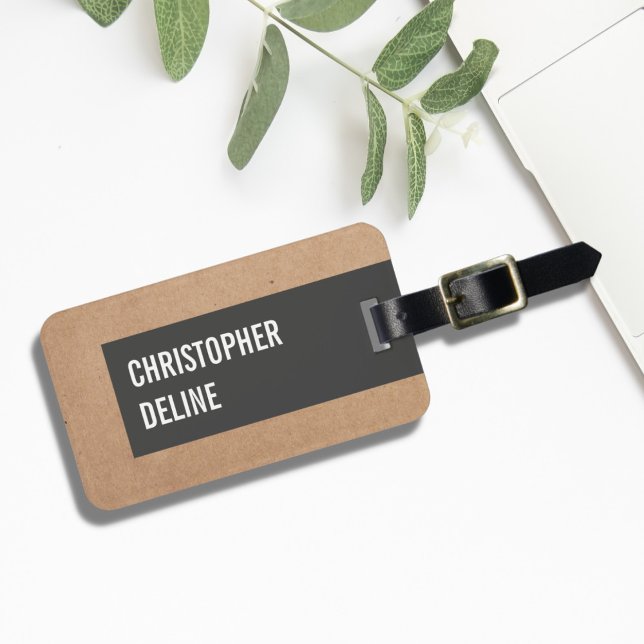 Étiquette À Bagage Carton unique cool Gris Gris (Créateur téléchargé)