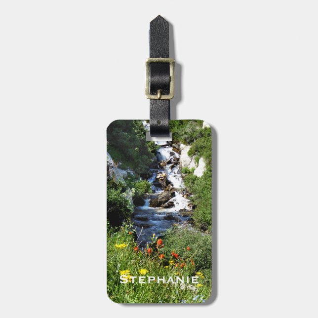 Étiquette À Bagage Cascade et Fleurs sauvages dans le sac Nevada (Devant Vertical)