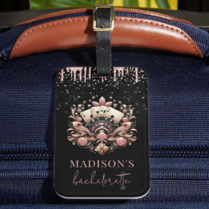 Étiquette À Bagage Casino Bachelorette Luxe Black Pink Gold