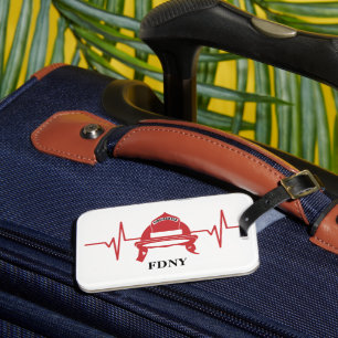 Étiquette À Bagage Casque de pompier Heartbeat personnalisé