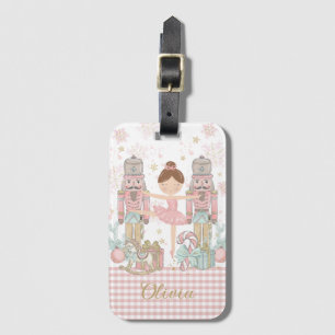 Étiquette À Bagage Casse-noisette Whimsical Pastel Rose Ballet de Noë