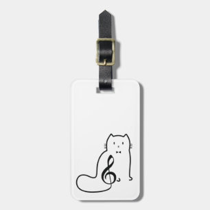 ÉTIQUETTE À BAGAGE CAT ET MUSIQUE NOTE