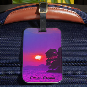 Étiquette À Bagage Cavtat, Croatie vue Sunset Purple Filter