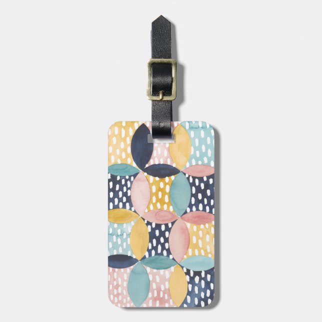 Étiquette À Bagage Cercles géométriques d'aquarelle (Devant Vertical)