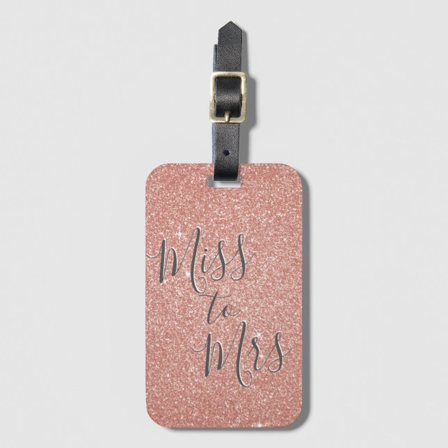 Étiquette À Bagage Cérémonie de Rentrée de Mme Rose Gold Sparkle (Devant Vertical)
