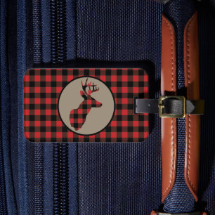 Étiquette À Bagage Cerf de buffle noir rouge
