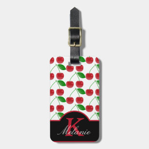 Étiquette À Bagage Cerises noires et rouges élégantes personnalisées