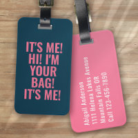 C'est moi Salut Je suis ton sac Bleu Pink Typograp