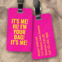 C'est moi Salut Je suis ton sac Neon Pink Typograp