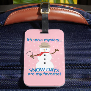 Étiquette À Bagage C'est NOw Mystery Detective Snowman Pink
