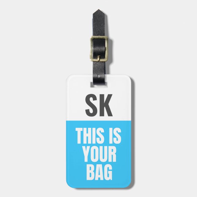 Étiquette À Bagage C'Est Votre Sac | Initiales personnalisées Gras Bl (Devant Vertical)