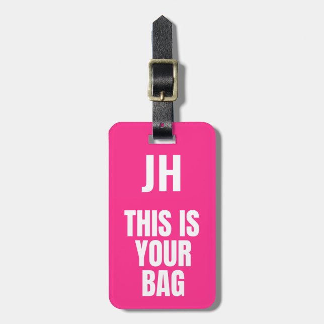Étiquette À Bagage C'Est Votre Sac | Initiales personnalisées Gras ro (Devant Vertical)