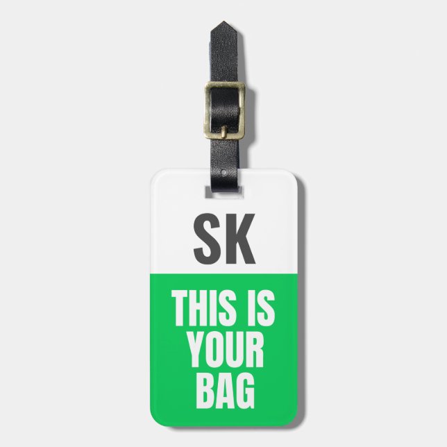 Étiquette À Bagage C'Est Votre Sac | Initiales personnalisées Gras Ve (Devant Vertical)