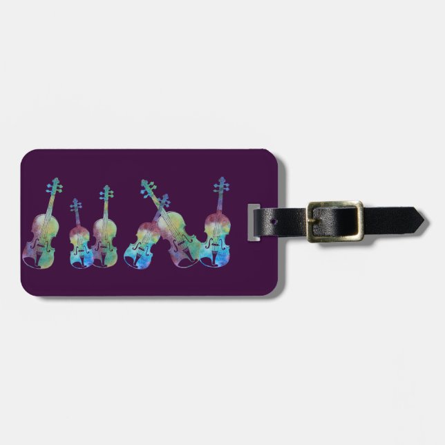 Étiquette À Bagage Chaîne de violons lavée aux couleurs (Devant horizontal)