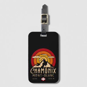 Étiquette À Bagage Chamonix France Retro Sunset Ski Souvenirs 80s