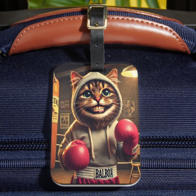 Étiquette À Bagage "Champ de boxe ? - Chat avec clous de boxe (Insitu Rectoal 2)