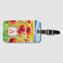 champ de fleurs de pavot rouge aquarelle