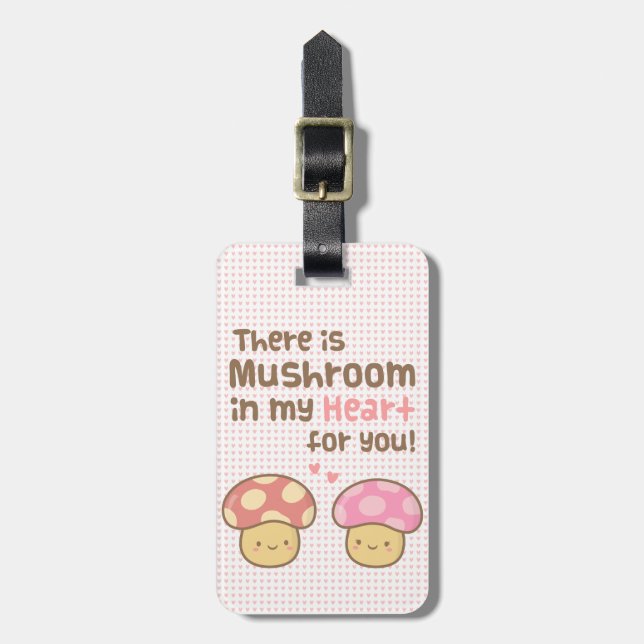 Étiquette À Bagage Champignons dans mon coeur pour vous mignons Valen (Devant Vertical)