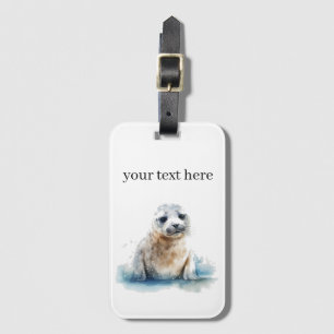 Étiquette À Bagage Charming Aquarelle Seal Pup, personnalisée