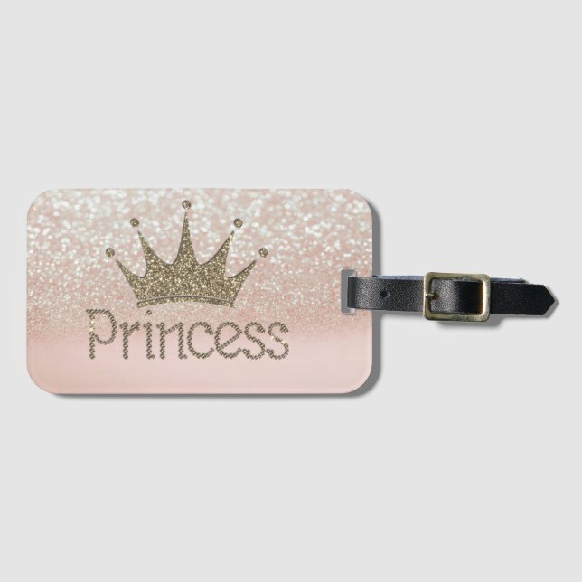 Étiquette À Bagage Charming Tiara, Princesse, Parties scintillant Bok (Devant Horizontal)