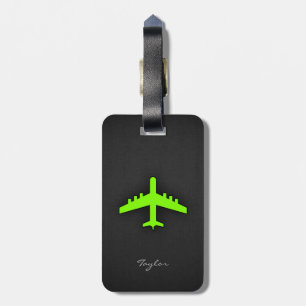 Étiquette À Bagage Chartreuse, avion Neon Green