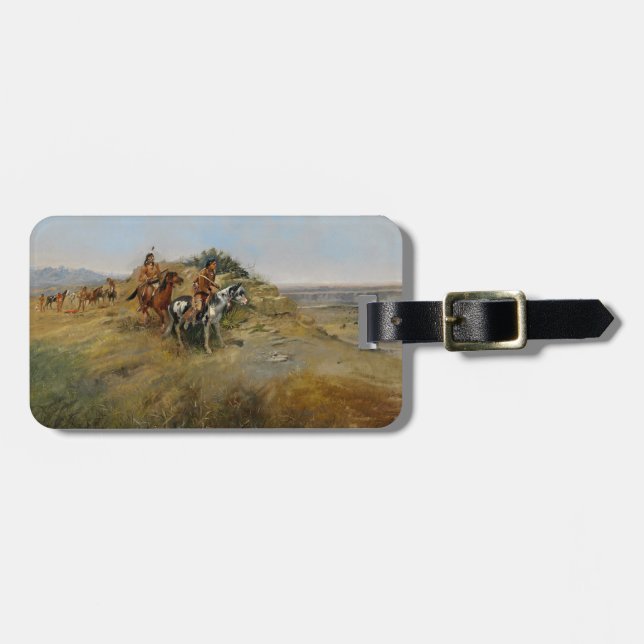 Étiquette À Bagage Chasse de Buffalo, 1891 (huile sur la toile) (Devant horizontal)