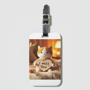 Étiquette À Bagage Chat adorable peluche avec message de coeur