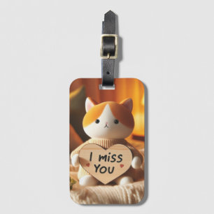 Étiquette À Bagage Chat adorable peluche avec message de coeur