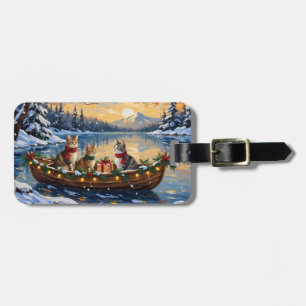 Étiquette À Bagage Chat angora turc Noël Bateau Fêtes