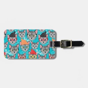 Étiquette À Bagage Chat dans le casquette
