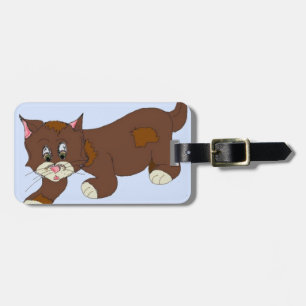 Étiquette À Bagage Chat de dessin animé sournois