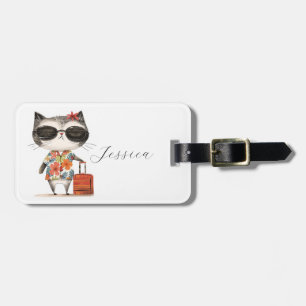 Étiquette À Bagage Chat de voyage adorable