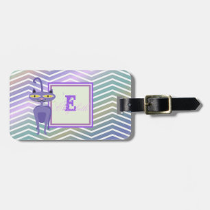 Étiquette À Bagage Chat Fantaisiste Chevron Zigzag, Monogramme-Person