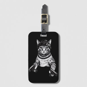 Étiquette À Bagage Chat Gangster Tatoué Art   Kitty Streetwear Cool