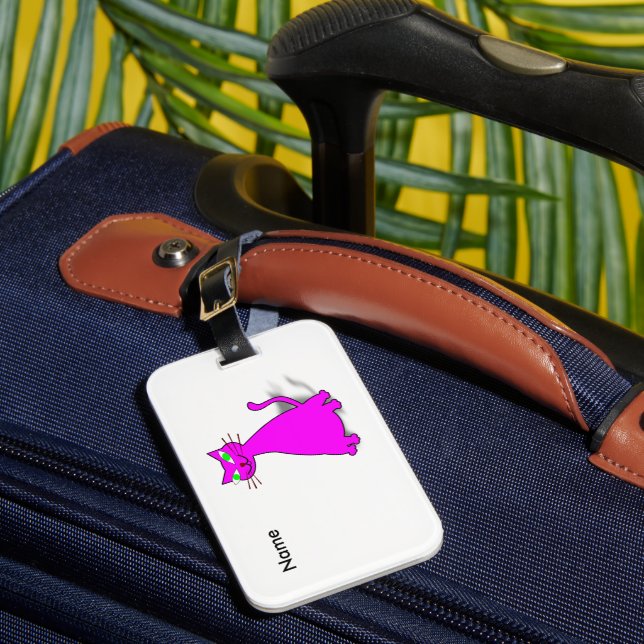 Étiquette À Bagage Chat gras rose (Insitu Rectoal 1)