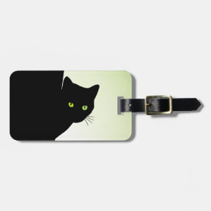 Étiquette À Bagage Chat noir à oreille verte