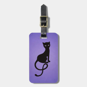 Étiquette À Bagage Chat noir mauvais aimable pourpre personnalisé